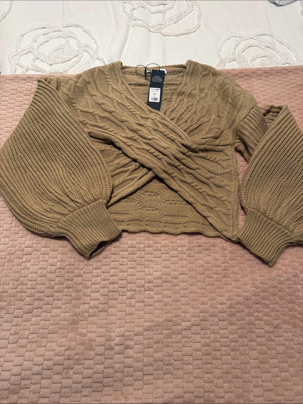 Fashion Nova Camel Cable Knit Keep it Chic Sweater